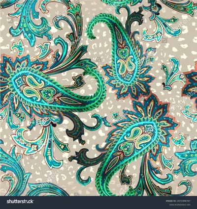 abstract paisley pattern on beige background