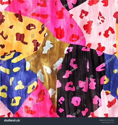 Keywords: leopard print, collage, skin pattern, digital paper, royal blue, trendy, repeating, new, seamless, vibrant, textile, bold, fashionable, creative, patchwork, leopard, contemporary, background, fabric, geometric, spots, jungle, colorful, pink, safari, bright, yellow, pop art, cheetah spots, animal print, vivid, gold, fuchsia, modern, repeatable, shapes, design, vector, graphic, playful, energetic, wallpaper, texture, artistic, abstract, orange, stylish, wrapping paper, multicolor, wild, Seamless vector pattern featuring abstract animal print patchwork. Vibrant blocks of fuchsia, orange, blue, and black create a bold, all-over print perfect for modern designs.