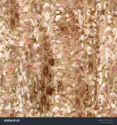 Seamless vector pattern with abstract organic pink and gold glitter textures on a soft background, creating an opulent and luxurious allover print perfect for fashion and decor.