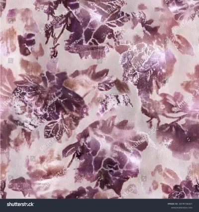 Seamless vector pattern with lush watercolor flowers in shades of royal purple, deep plum, and soft lavender on a creamy background, offering a luxurious and romantic allover print.