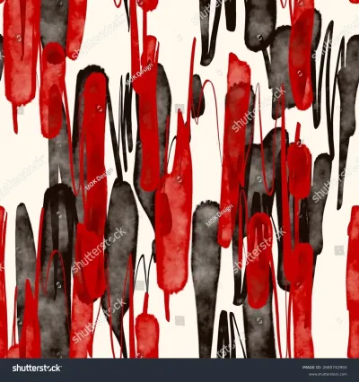 Seamless vector pattern with bold, abstract red and black brush strokes and expressive scribbles on a light background. This dynamic allover print offers a modern, artistic design ideal for textiles.